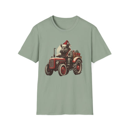 Christmas Tractor and Farmer Santa Pig